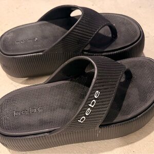 Bebe Black Platform Slides